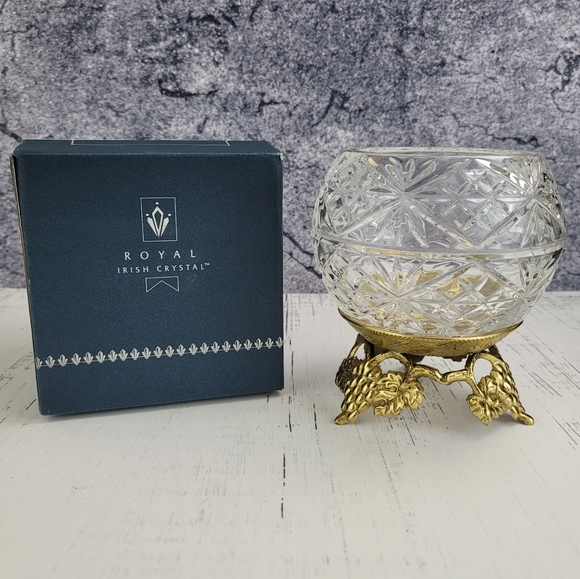 Vtg Crystal Candleholder With Metal Stand - Picture 2 of 16